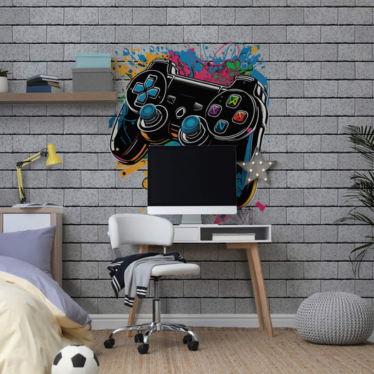 Papel de Parede Video Game Quarto Gamer Joystick Painel 9m²