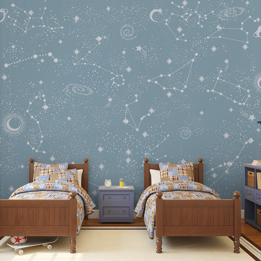 Papel de Parede Quarto Infantil Espaço e Constelação 9m²