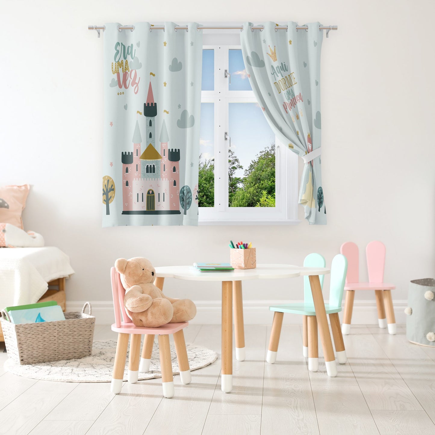 Small,Table,And,Chairs,With,Bunny,Ears,In,Children's,Room