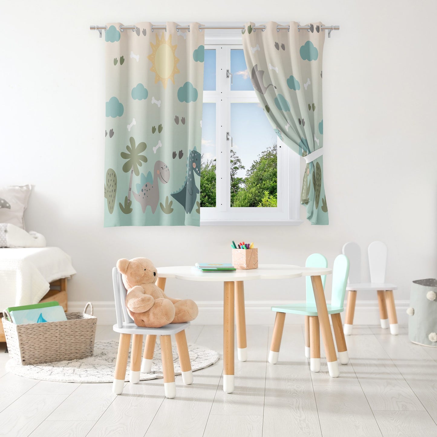 Small,Table,And,Chairs,With,Bunny,Ears,In,Children's,Room