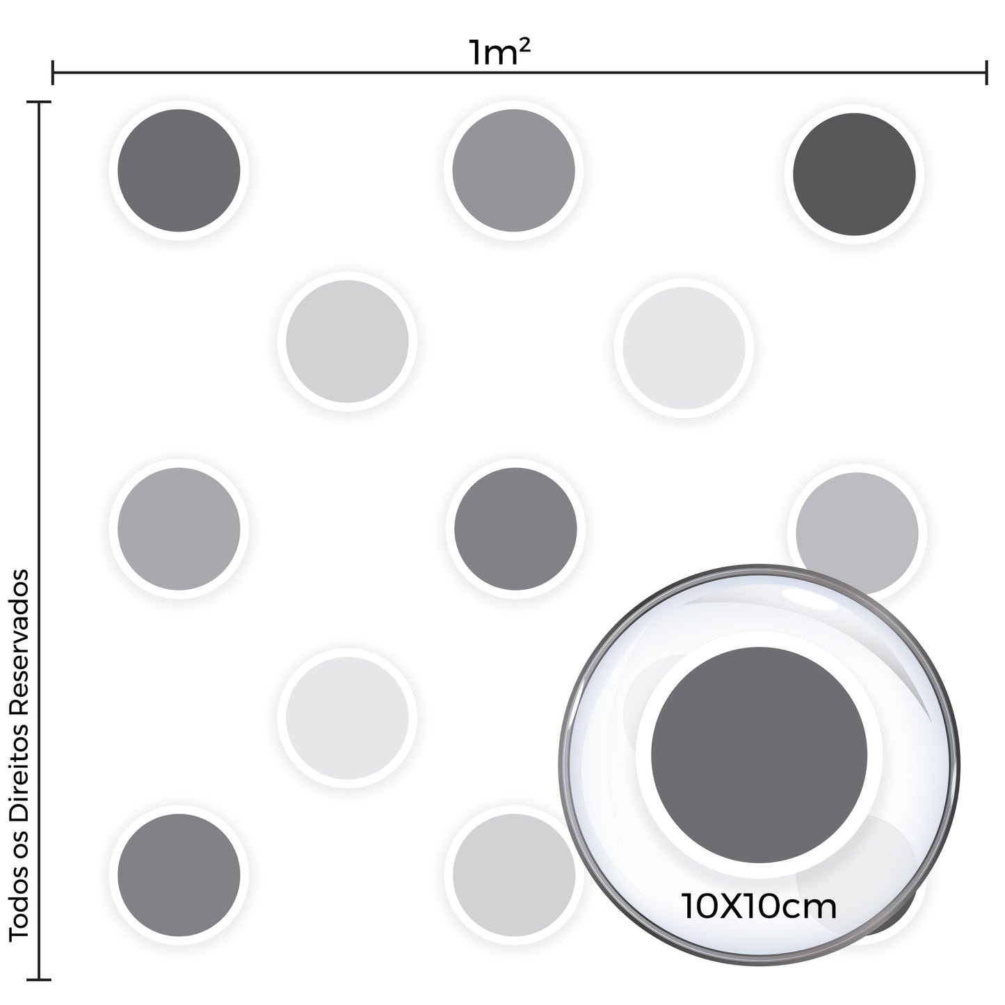 Adesivo Piso Banheiro Antiderrapante Bolas tons de cinza 14un