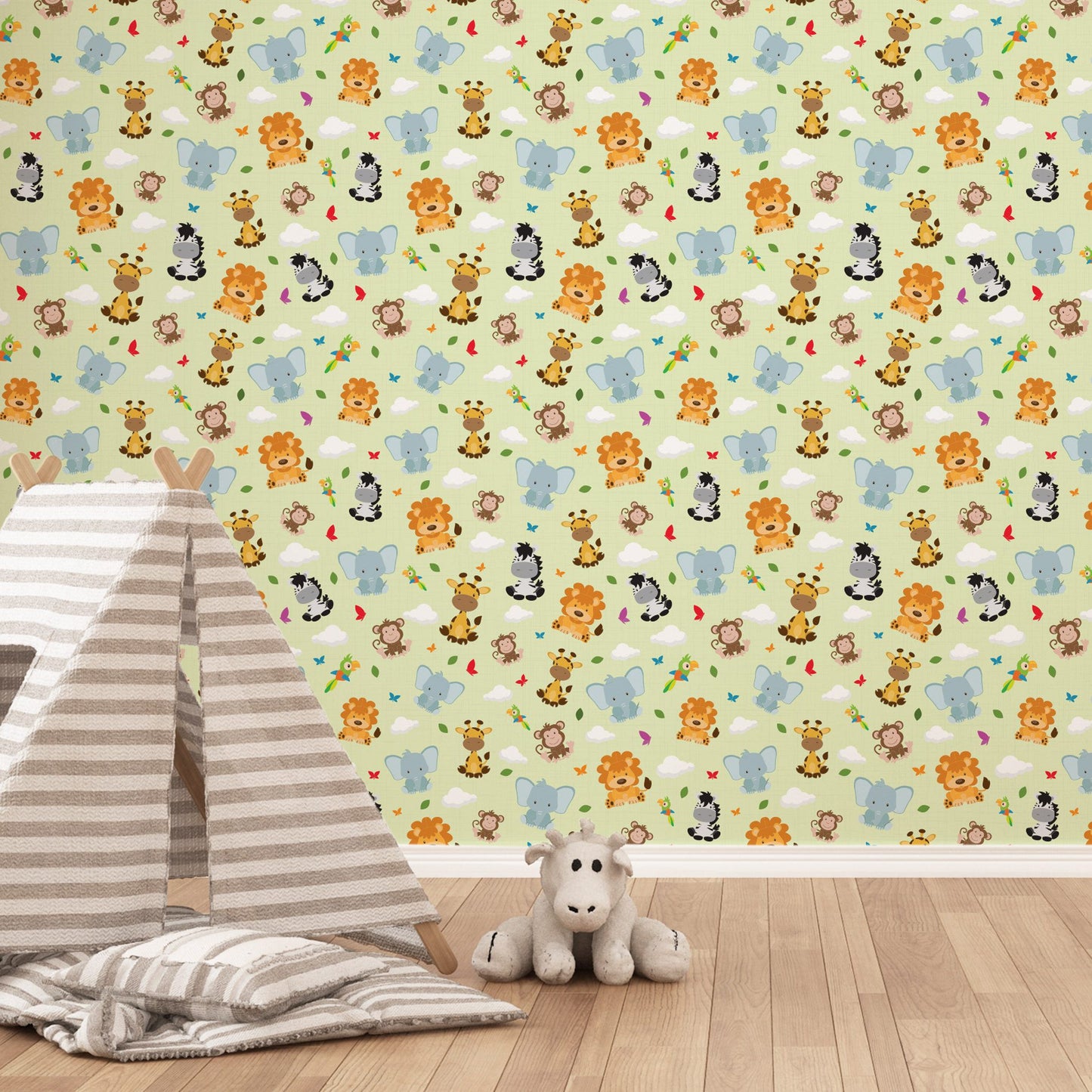 Papel de Parede Animais Safari Zoo Infantil 57x270cm