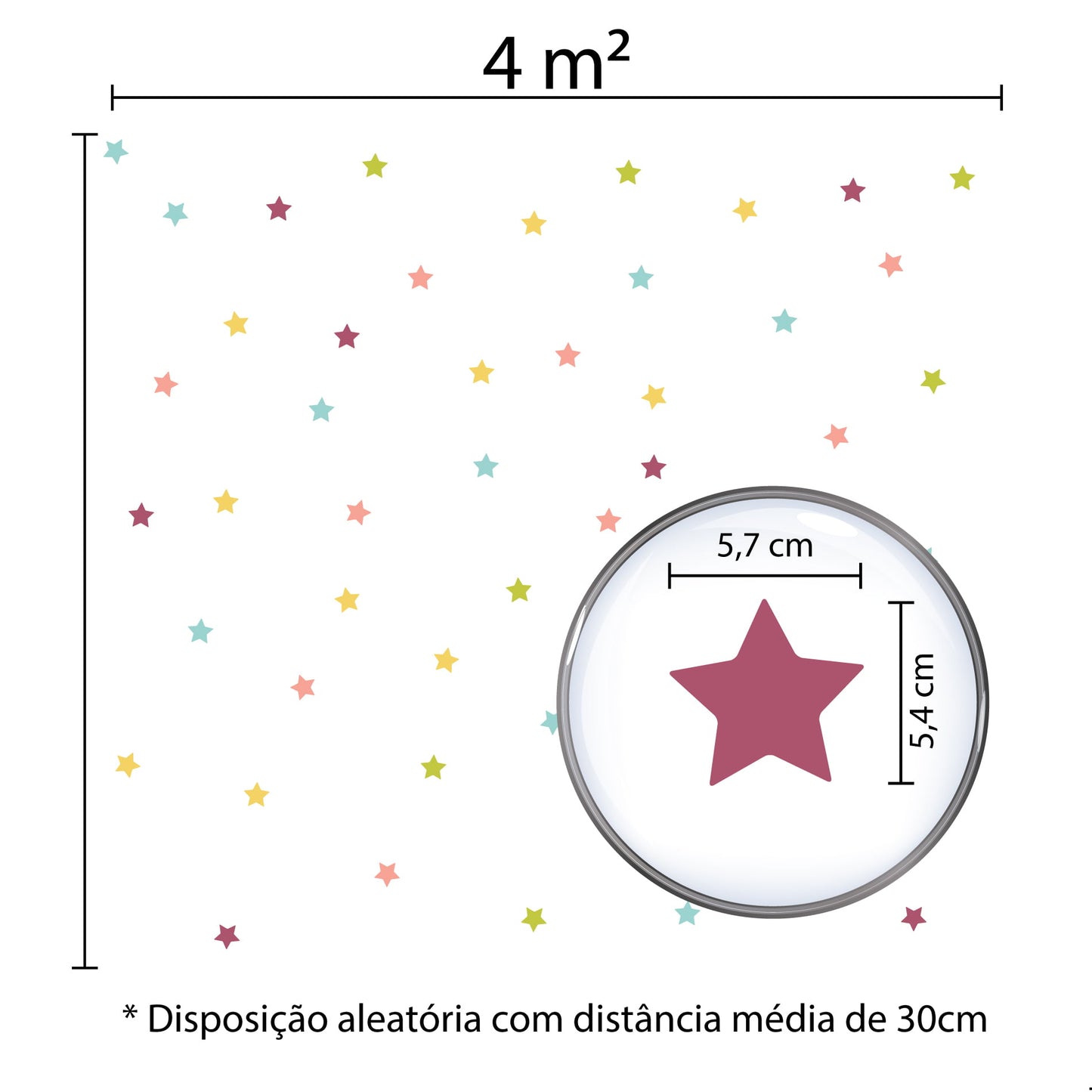 Adesivo de Parede Infantil Estrelas Colorida