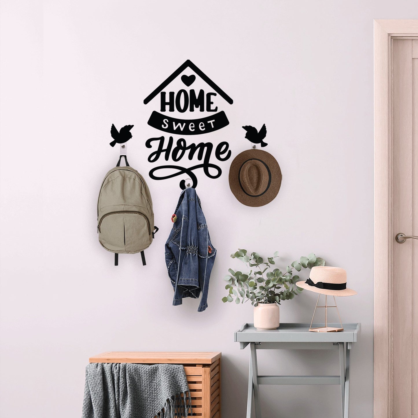 Adesivo de Parede com Ganchos Frase Home Sweethome