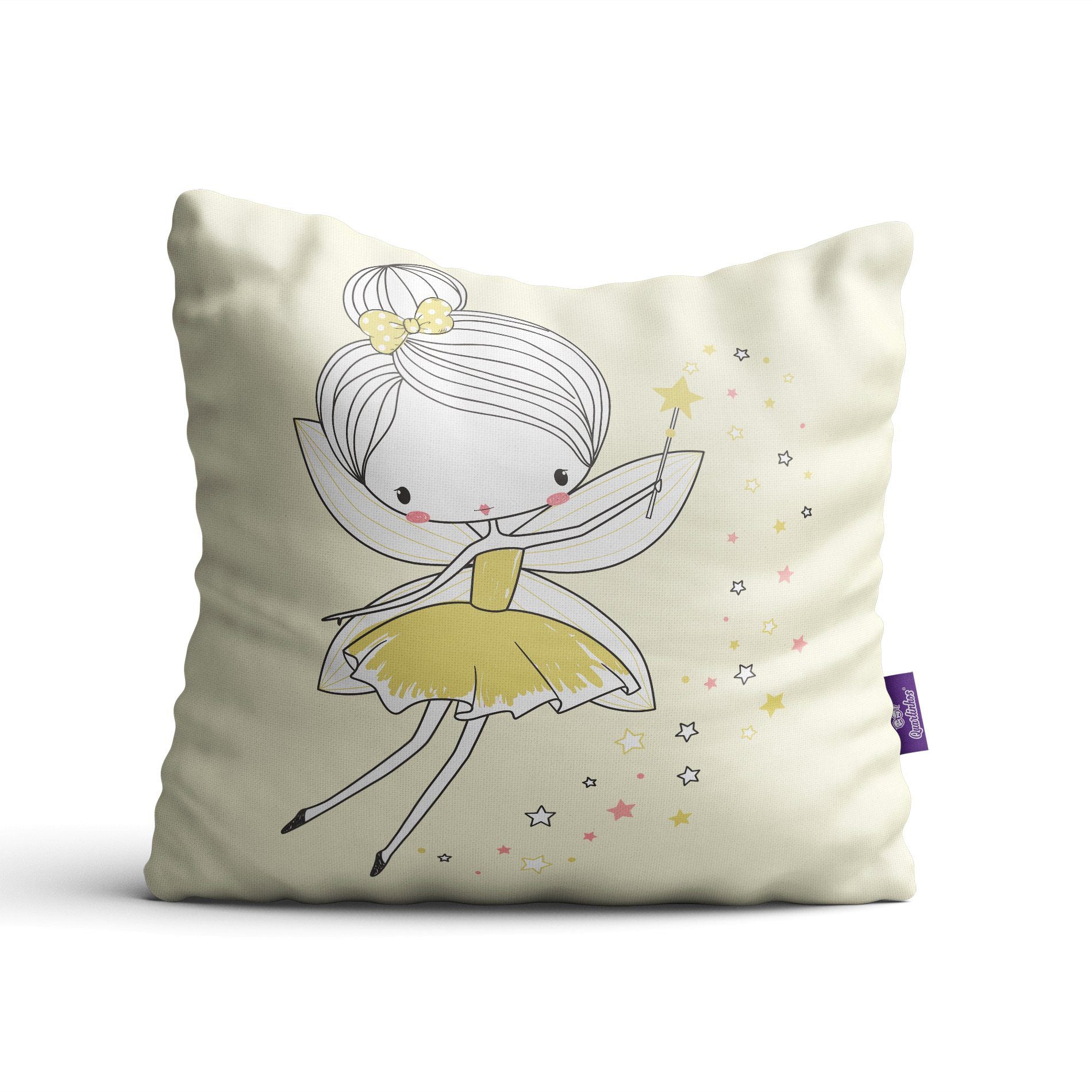 Almofada Infantil Decorativa Fada Amarela 35x35cm