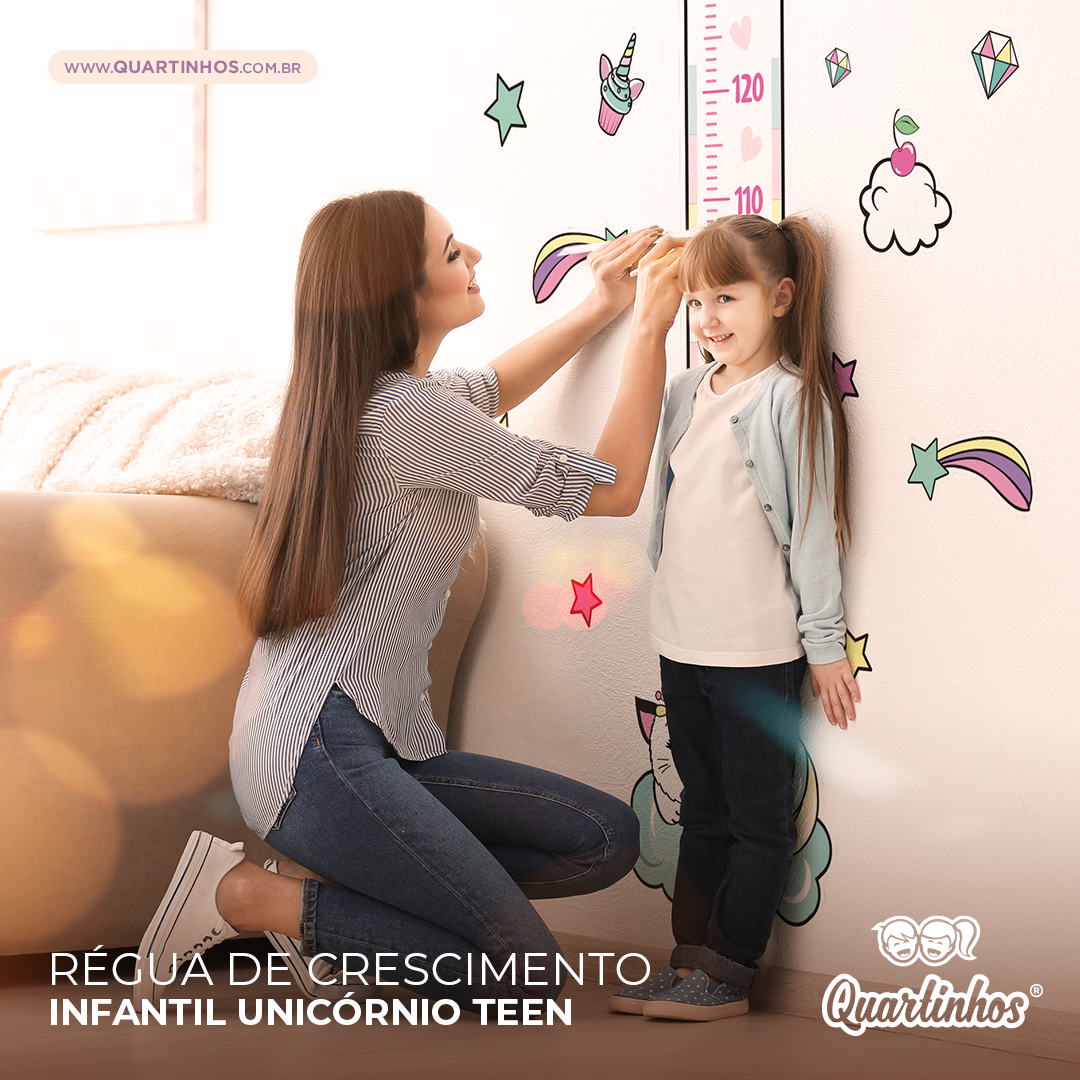 Adesivo de Parede Unicornio Régua de Crescimento