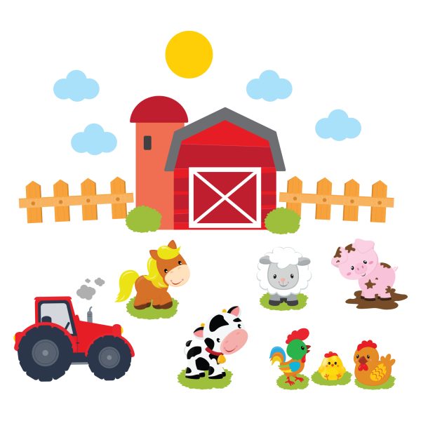 Adesivo de parede animais fazenda FB