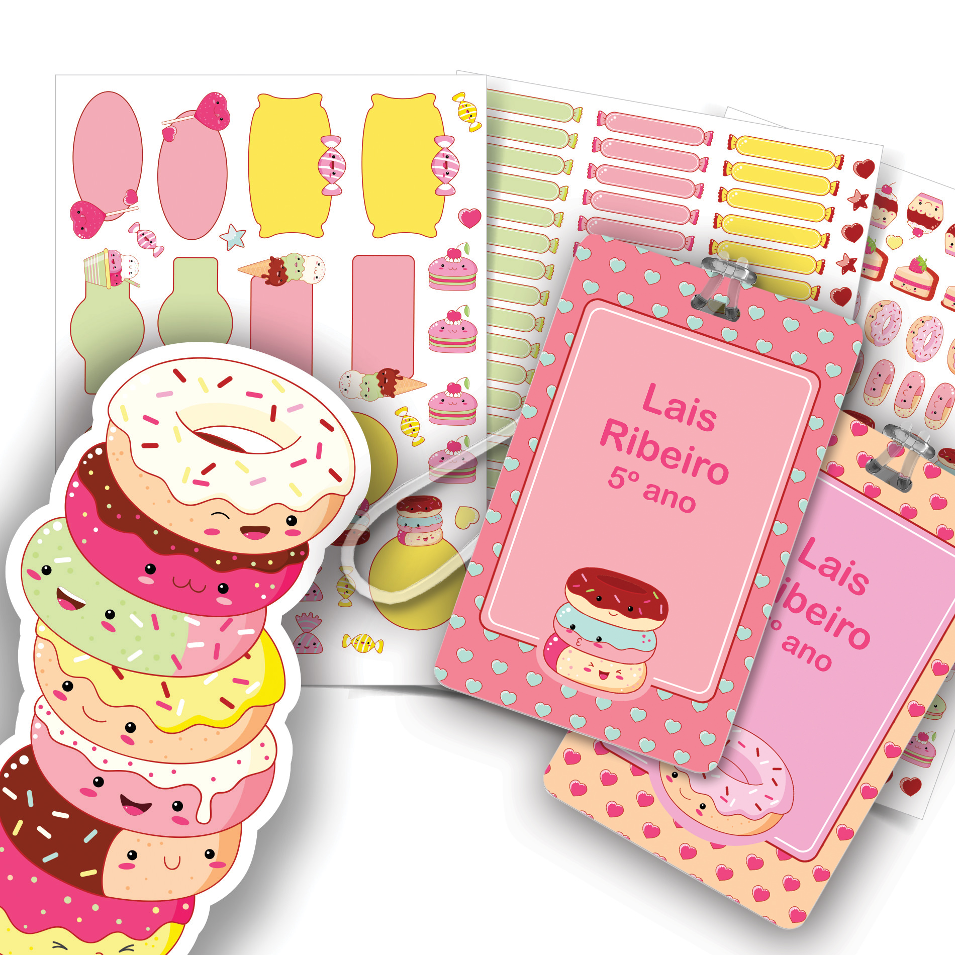 Etiquetas escolares personalizadas Menina Doces Tags