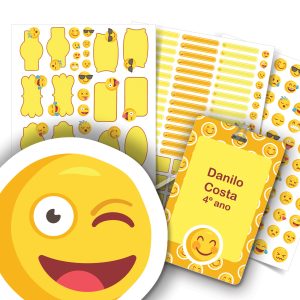 Etiquetas escolares personalizadas Emojis Amarelas 1Tag