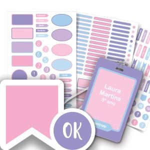 Etiquetas escolares personalizadas Menina Rosa Tag