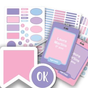 Etiquetas escolares personalizadas Menina Rosa Tag