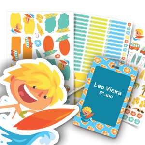 Etiquetas escolares personalizadas Surf praia