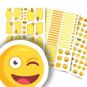 Etiquetas escolares personalizadas Emojis Amarelas jumbo