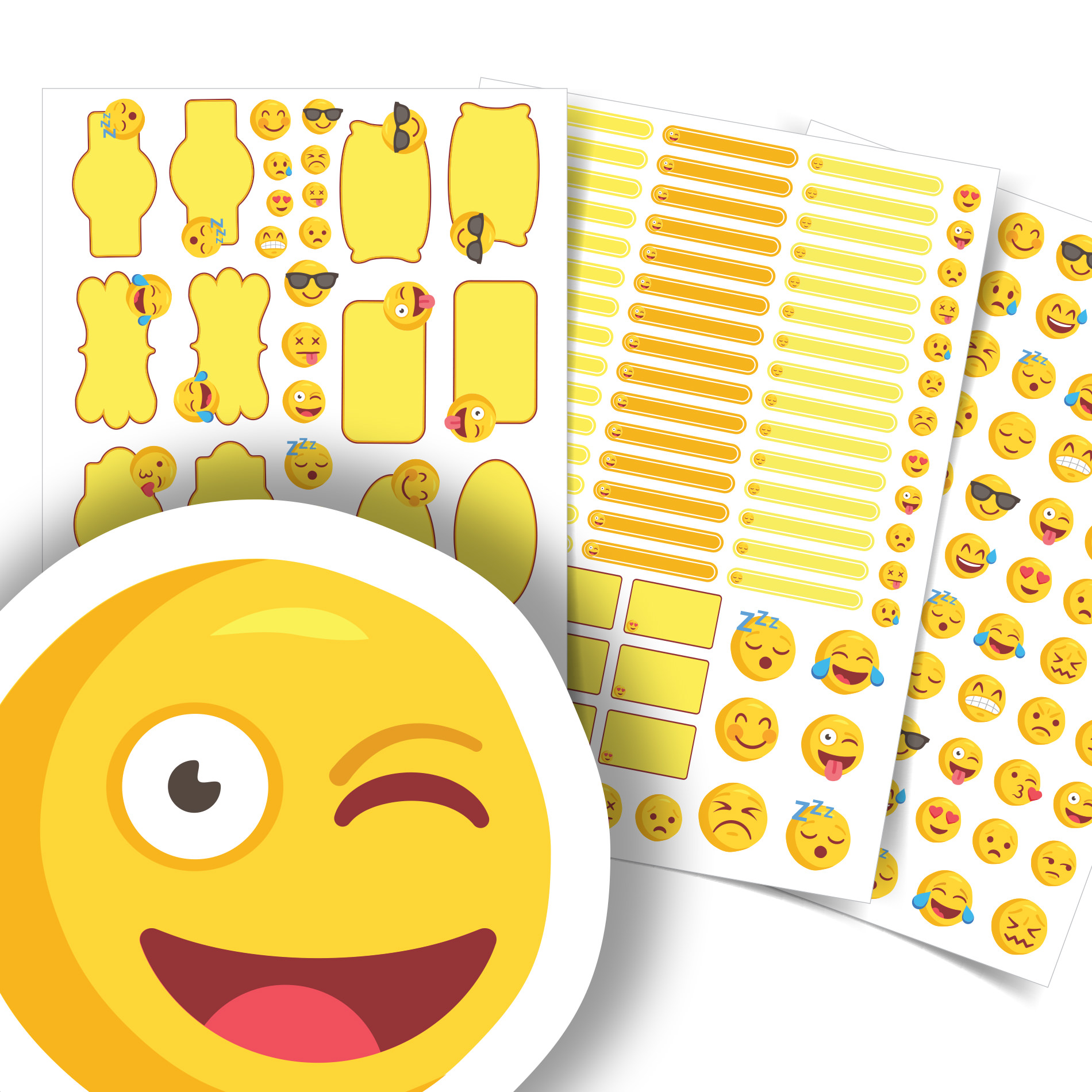 Etiquetas escolares personalizadas Emojis Amarelas jumbo
