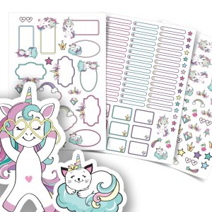 Etiquetas escolares unicornio personalizadas jumbo