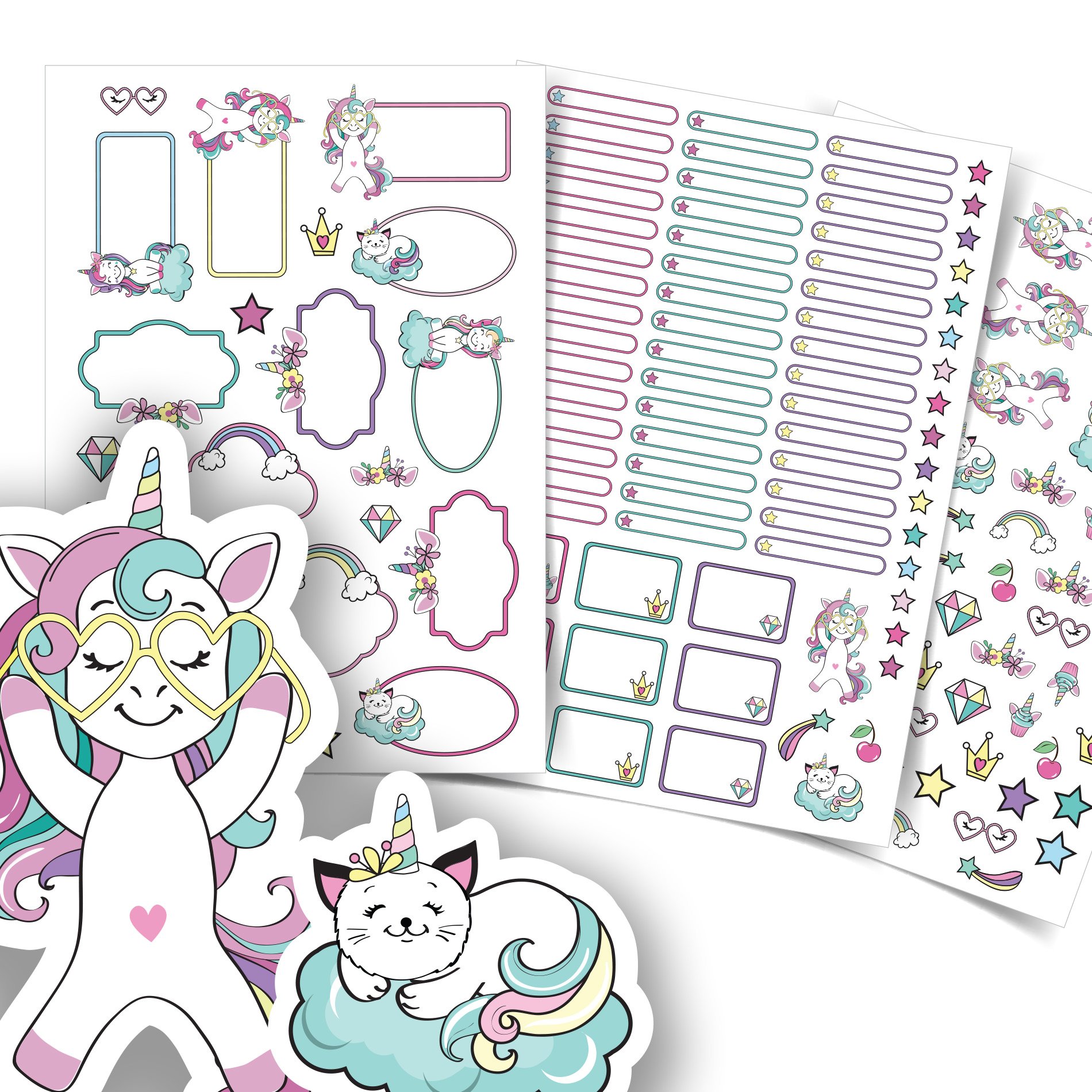 Etiquetas escolares unicornio personalizadas jumbo