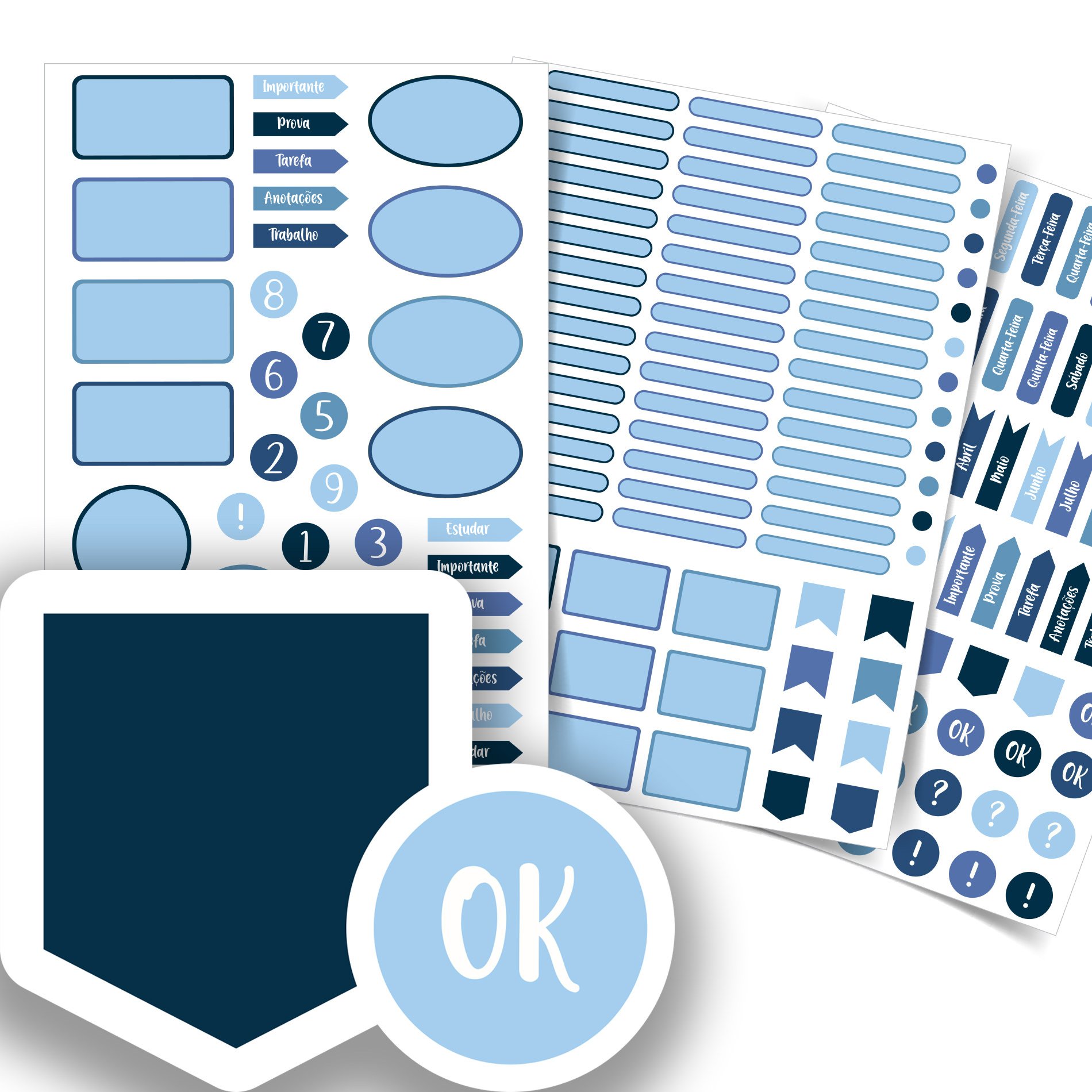 Etiquetas escolares personalizadas Azuis Jumbo
