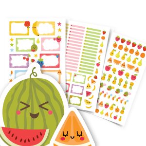 Etiquetas escolares personalizadas Menina Frutas