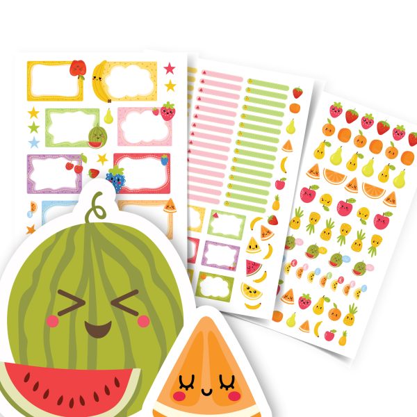 Etiquetas escolares personalizadas Menina Frutas