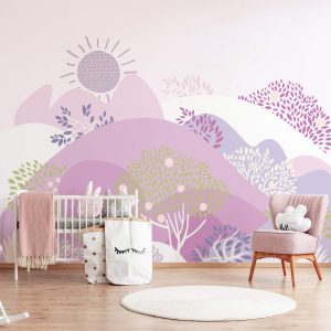 Papel de parede montanhas menina lilás