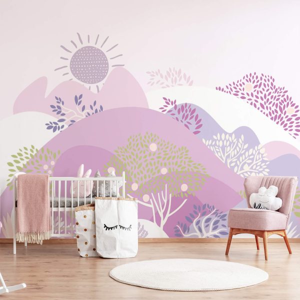 Papel de parede montanhas menina lilás