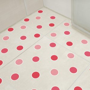 Adesivo Antiderrapante Banheiro Bolinhas Tons Cereja 14un