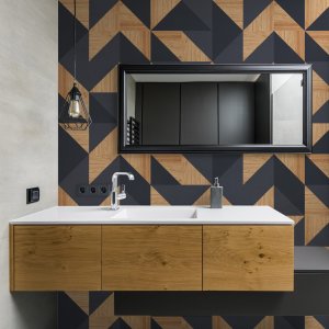 Papel de Parede Preto Banheiro