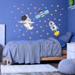 Adesivo de Parede Astronauta Espaço Foguete Satélite 40un