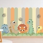 Adesivo de Parede Cerca Dinossauros Garras Terrosos Infantil