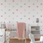 Adesivo de Parede Corações Rosa e Verde 55un Cobrem 5m2