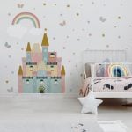 Adesivo de Parede Infantil Castelo Encantado com Estrelinhas