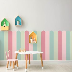 Adesivo de Parede Cerca Quarto de Menina Rosa e Verde Pastel