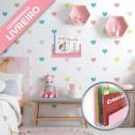Adesivo de Parede Infantil Corações Tons Pastéis Livreiro