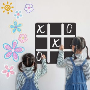 Little,Children,Painting,On,White,Wall