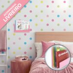 Adesivo de Parede Quarto Bolinhas Candy Colors e Livreiro