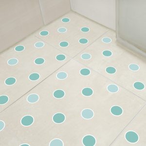 Adesivo Para Piso Antiderrapante Bolinhas Tons Menta 14un