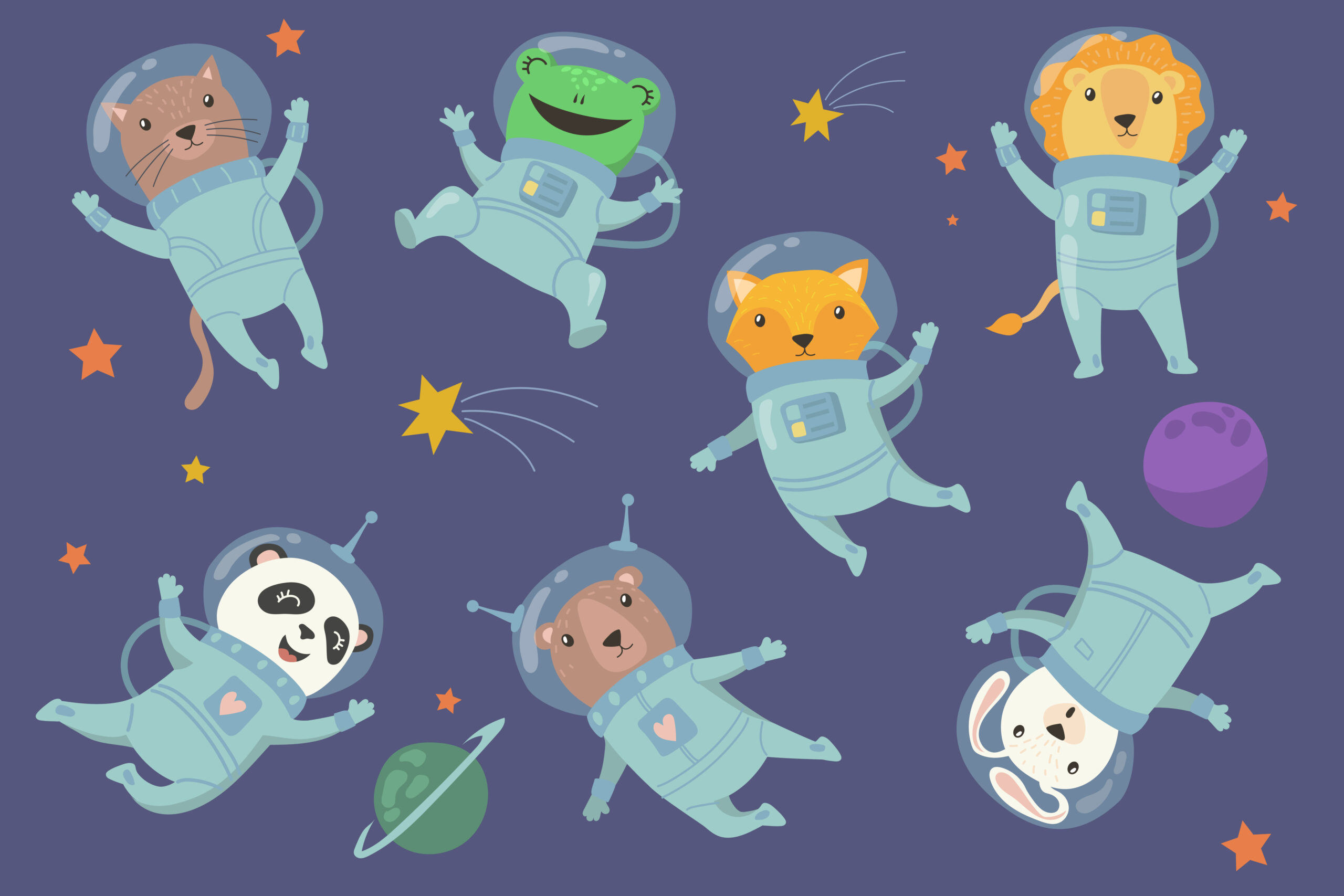 Animals in space. Illustration vector