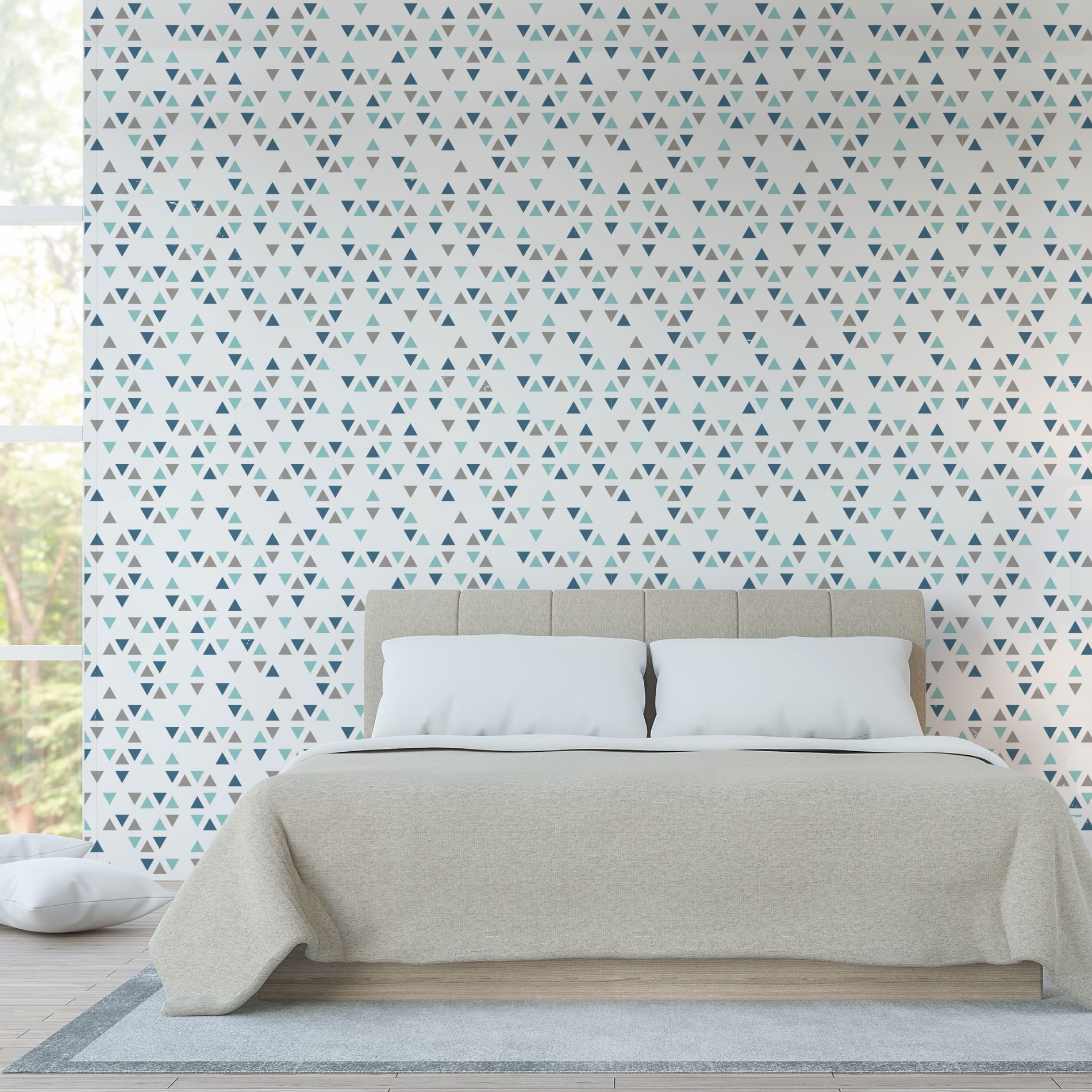 Papel de Parede Adesivo Triângulos em Azul 2,70×0,57m