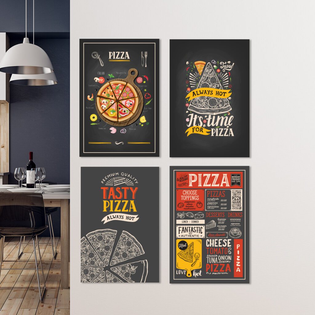 Placas Decorativas MDF Pizzas Diversas 20x30cm Kit 4un