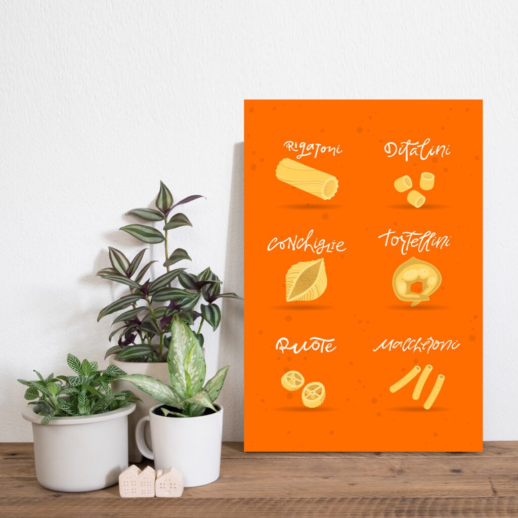 Placa Decorativa MDF Tipos de Massa Laranja 20x30cm