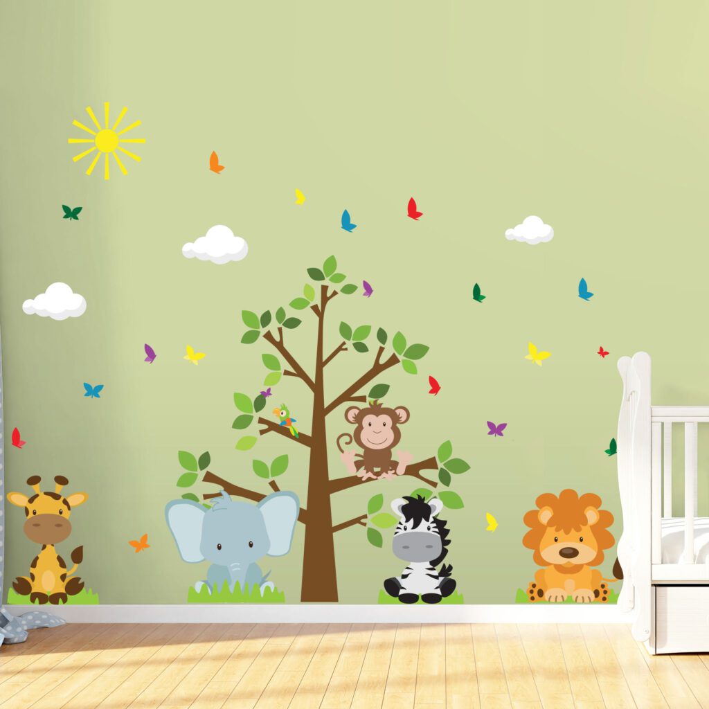 Adesivo de Parede Infantil Árvore Safari Baby