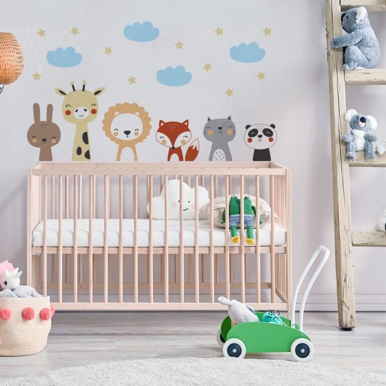 Adesivo Infantil Animais Fantoches Escandinavo Cobre 1m²