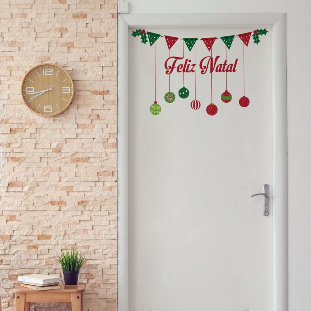 Adesivo de Porta Decoração Natal Frase