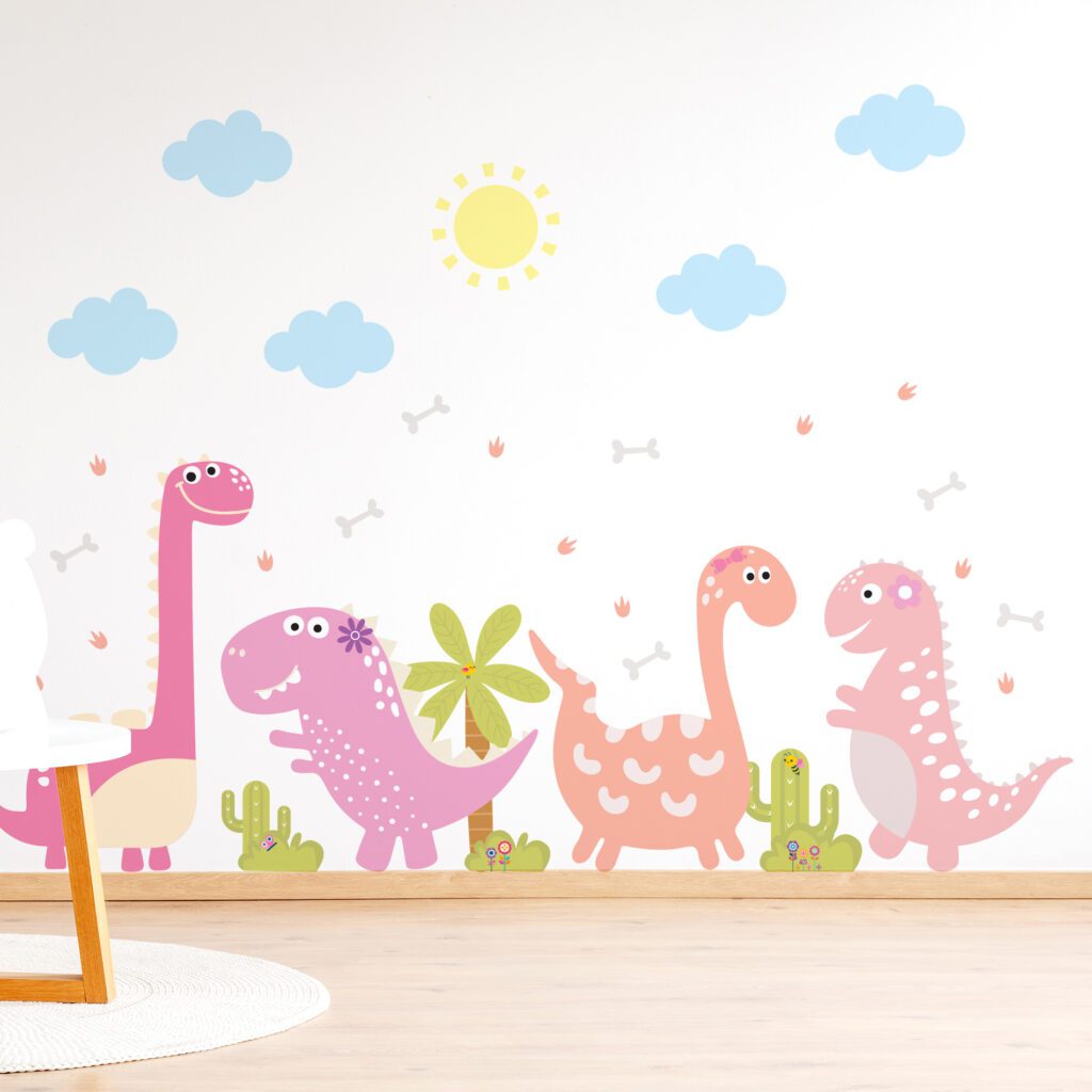 Adesivo de Parede Dinossauro Baby Menina