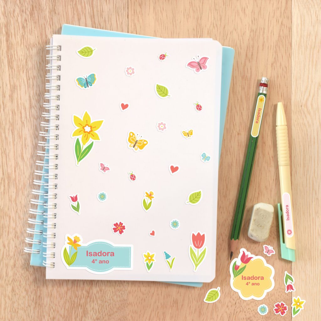 Etiquetas Escolares Personalizadas Jardim Floral 183un