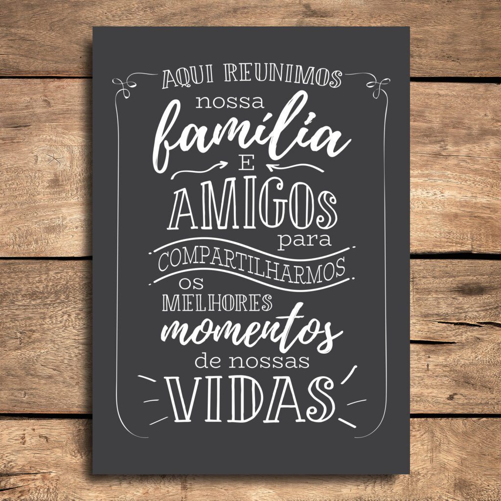 Placa Decorativa MDF Frase Família Reunida