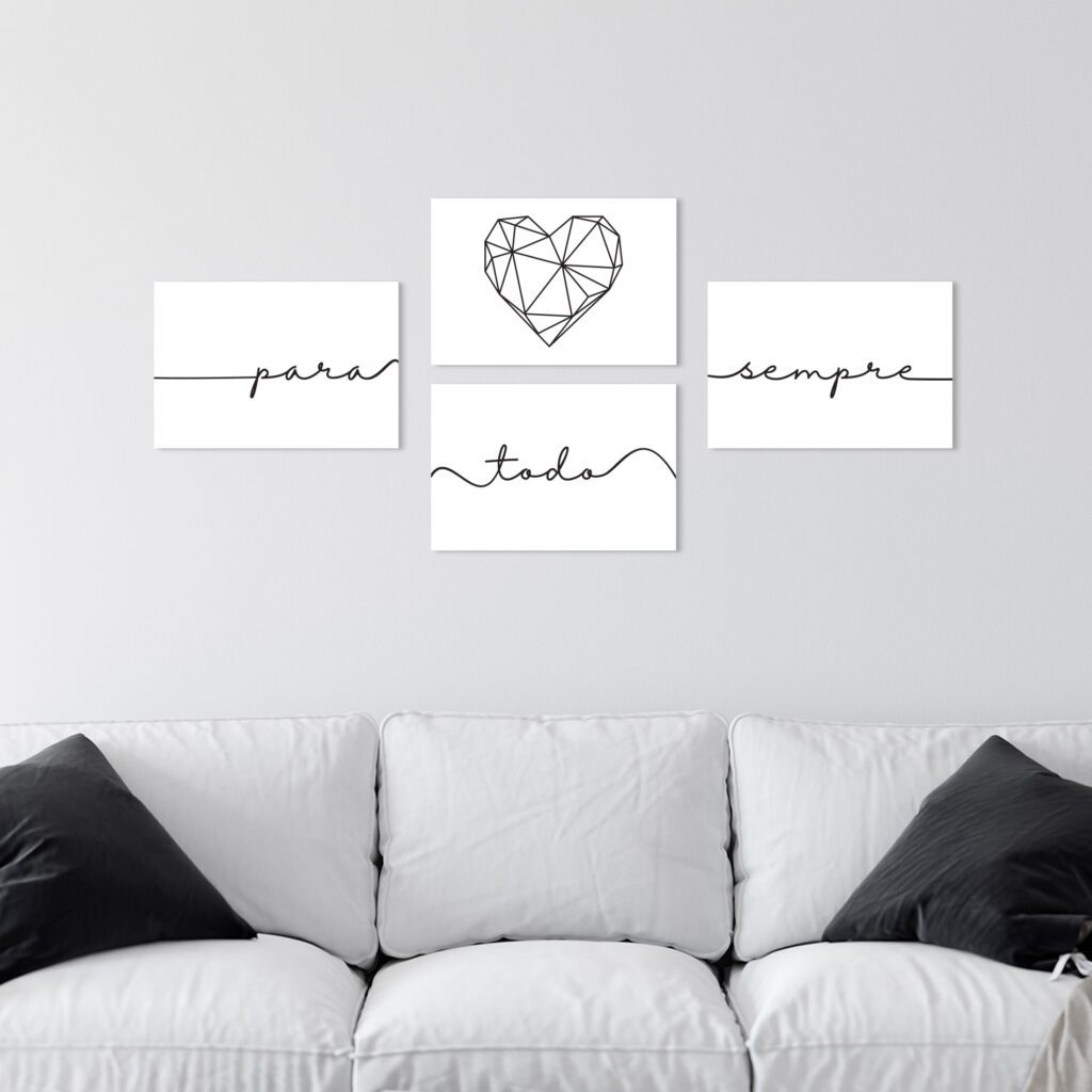 Placas Decorativas Frase Para Todo o Sempre Kit 4un 20x30cm