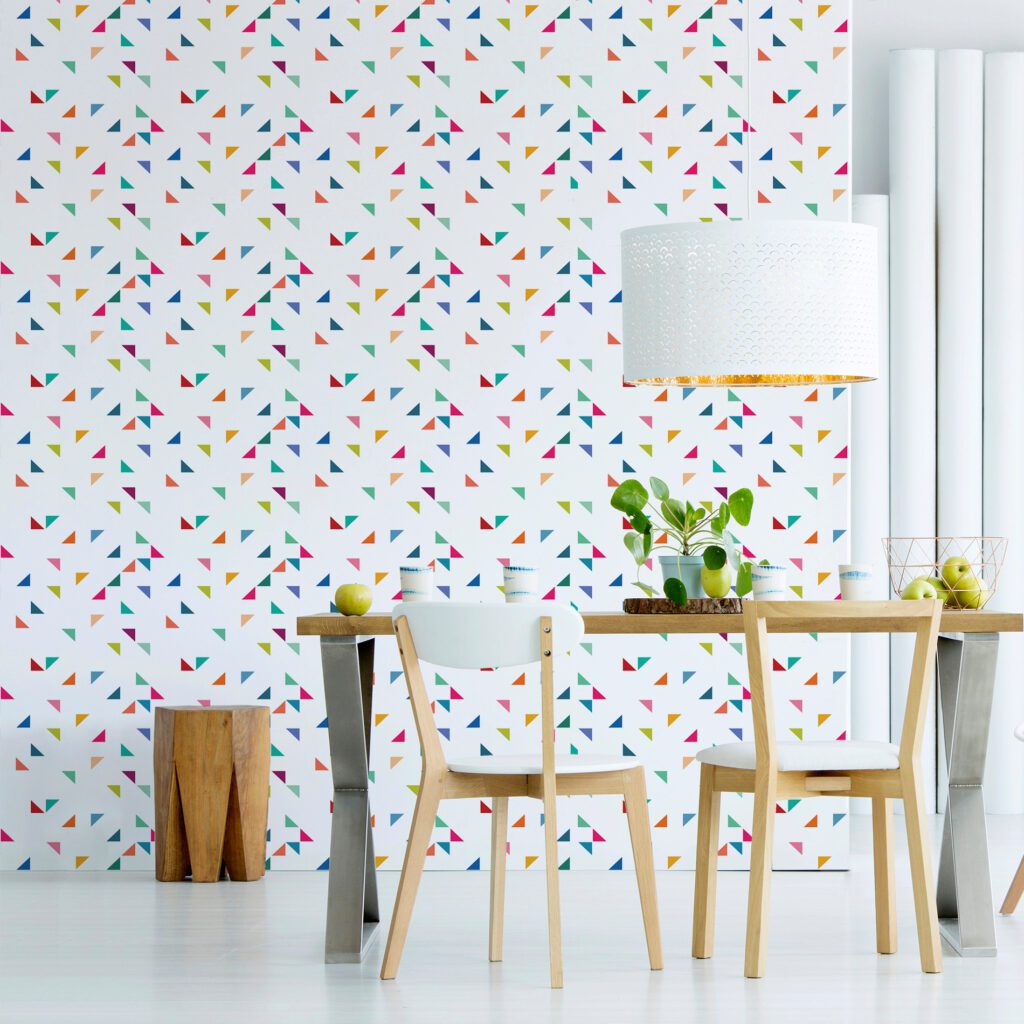 Papel de Parede Triângulos Geométricos Coloridos 57x270cm