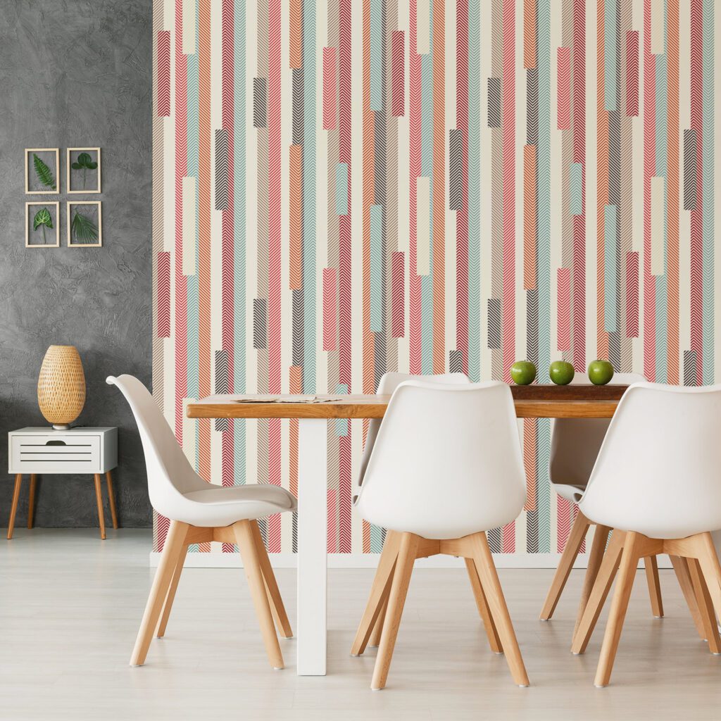 Papel de Parede Listrado Vintage Abstrato Retrô 57x270cm