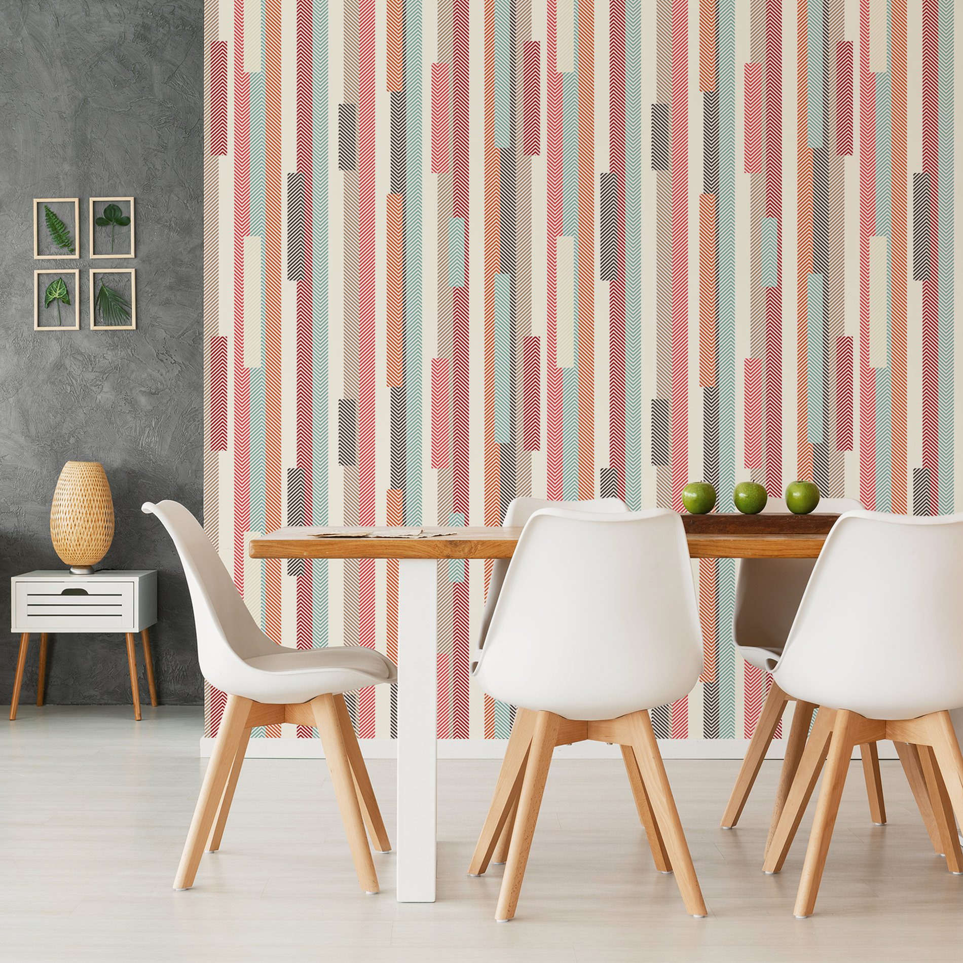 Papel de Parede Listrado Vintage Abstrato Retrô 57x270cm